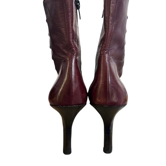 Y2K VTG. AUTHENTIC FABI BURGUNDY ZIPPER BOOTS SZ. 6 1/2 - Picture 7 of 8